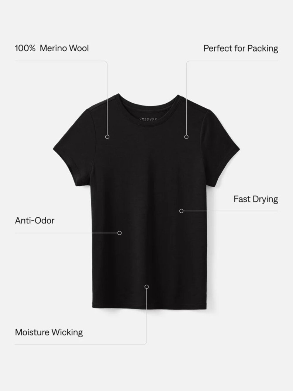 Unbound Merino Women’s 100% Merino Wool Black Crewneck T-Shirt Size M - Picture 6 of 11
